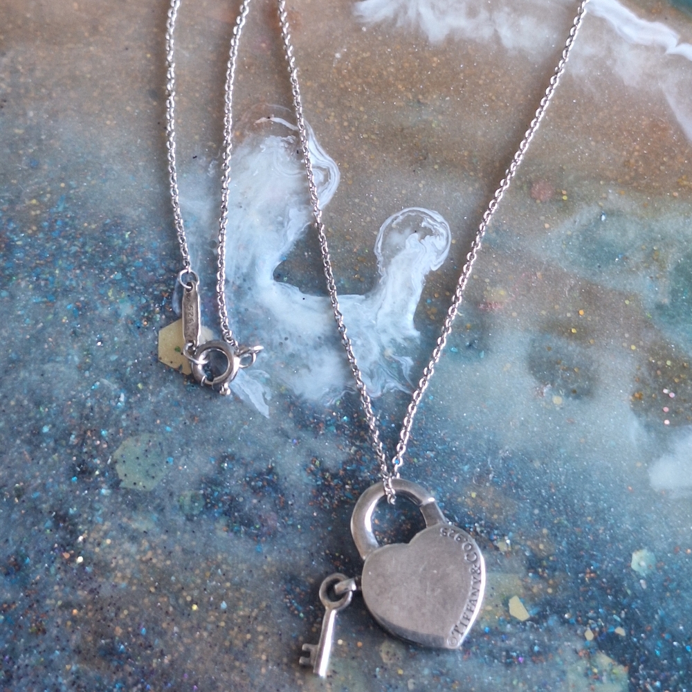 Authentic Tiffany & co Rare Heart Lock / Key  Necklace